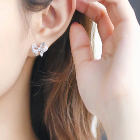 Sterling Silver Bow Earrings - Picture 4 of 5